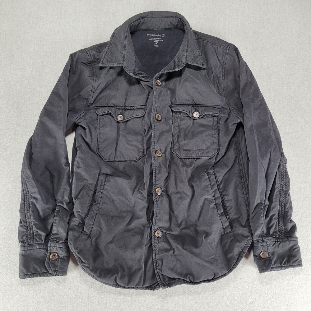 Save Khaki United Fleece Lined Shirt Jacket Size Small Black Button Down